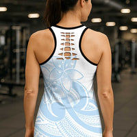 Polynesian Tribal Plumeria Lotu Tamaiti Hollow Tank Top Pastel Sky Blue LT9 - Polynesian Pride
