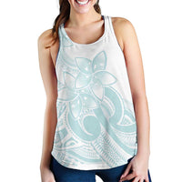 Polynesian Tribal Plumeria Lotu Tamaiti Women Racerback Tank Pastel Cyan LT9 - Polynesian Pride