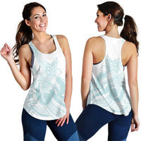 Polynesian Tribal Plumeria Lotu Tamaiti Women Racerback Tank Pastel Cyan LT9 - Polynesian Pride