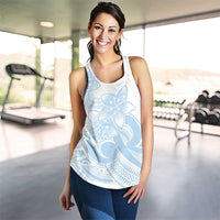 Polynesian Tribal Plumeria Lotu Tamaiti Women Racerback Tank Pastel Sky Blue LT9 - Polynesian Pride