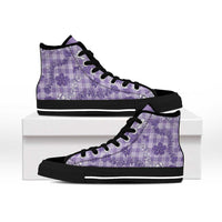 Poni Aloha Hawaii High Top Shoes Plumeria Lei With Palaka Motif - Polynesian Pride