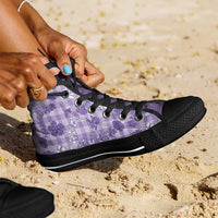 Poni Aloha Hawaii High Top Shoes Plumeria Lei With Palaka Motif - Polynesian Pride
