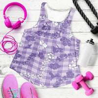 Poni Aloha Hawaii Women Racerback Tank Plumeria Lei With Palaka Motif LT14 Purple - Polynesian Pride