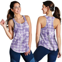 Poni Aloha Hawaii Women Racerback Tank Plumeria Lei With Palaka Motif LT14 - Polynesian Pride