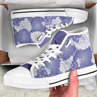 Purple Aloha Hawaii High Top Shoes Monstera Hibiscus Plumeria Seamless Vibes LT14 Purple - Polynesian Pride