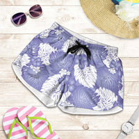 Purple Aloha Hawaii Shorts for Women Monstera Hibiscus Plumeria Seamless Vibes LT14 Purple - Polynesian Pride