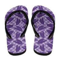 Purple Hawaii Kalo Palaka Motifs Flip Flops Hawaiian Taro Leaves Elegant Vibes