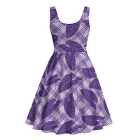 Purple Hawaii Kalo Palaka Motifs Midi Dress Hawaiian Taro Leaves Elegant Vibes LT14 - Polynesian Pride