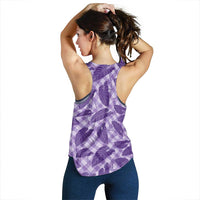 Purple Hawaii Kalo Palaka Motifs Women Racerback Tank Hawaiian Taro Leaves Elegant Vibes LT14 - Polynesian Pride