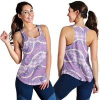 Purple Hawaii Palaka Honohono Pikake Women Racerback Tank Hawaiian Orchid Lei Polynesian Pattern LT14 - Polynesian Pride
