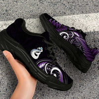 Purple New Zealand Chunky Sneakers Aotearoa Silver Fern With Manaia Maori Unique LT14 - Polynesian Pride