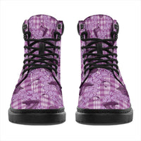 Purple Palaka Hawaii Cowboy All Season Boots Puakenikeni Lei Paniolo Papale Seamless Vibes LT14 - Polynesian Pride
