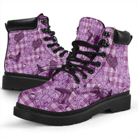 Purple Palaka Hawaii Cowboy All Season Boots Puakenikeni Lei Paniolo Papale Seamless Vibes LT14 - Polynesian Pride