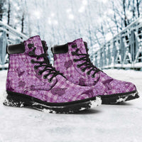 Purple Palaka Hawaii Cowboy All Season Boots Puakenikeni Lei Paniolo Papale Seamless Vibes LT14 - Polynesian Pride