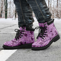 Purple Palaka Hawaii Cowboy All Season Boots Puakenikeni Lei Paniolo Papale Seamless Vibes LT14 - Polynesian Pride