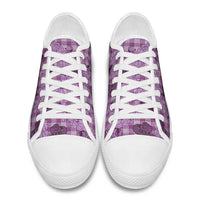 Purple Palaka Hawaii Cowboy Low Top Shoes Puakenikeni Lei Paniolo Papale Seamless Vibes LT14 - Polynesian Pride