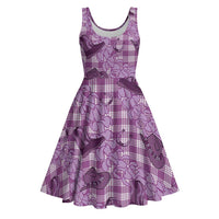 Purple Palaka Hawaii Cowboy Midi Dress Puakenikeni Lei Paniolo Papale Seamless Vibes LT14 Purple - Polynesian Pride