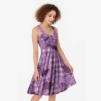 Purple Palaka Hawaii Cowboy Midi Dress Puakenikeni Lei Paniolo Papale Seamless Vibes LT14 - Polynesian Pride