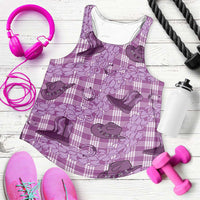 Purple Palaka Hawaii Cowboy Women Racerback Tank Puakenikeni Lei Paniolo Papale Seamless Vibes LT14 Purple - Polynesian Pride