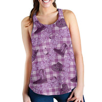 Purple Palaka Hawaii Cowboy Women Racerback Tank Puakenikeni Lei Paniolo Papale Seamless Vibes LT14 - Polynesian Pride