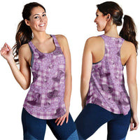 Purple Palaka Hawaii Cowboy Women Racerback Tank Puakenikeni Lei Paniolo Papale Seamless Vibes LT14 - Polynesian Pride