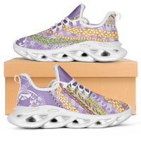 Purple Palaka Hawaii Leis Clunky Sneakers Hawaiian-plaid Elegant Tropical Vibes