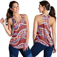 Red Hawaii Palaka Honohono Pikake Women Racerback Tank Hawaiian Orchid Lei Polynesian Pattern - Polynesian Pride