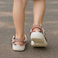Red Hawaii Tiare and Shell Lei Clogs Shoes Hawaiian Palaka Luxury Vibes - Polynesian Pride