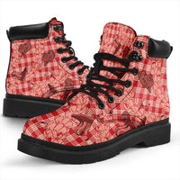 Red Palaka Hawaii Cowboy All Season Boots Puakenikeni Lei Paniolo Papale Seamless Vibes LT14 - Polynesian Pride