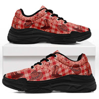 Red Palaka Hawaii Cowboy Chunky Sneakers Puakenikeni Lei Paniolo Papale Seamless Vibes LT14 Red - Polynesian Pride