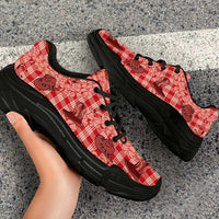 Red Palaka Hawaii Cowboy Chunky Sneakers Puakenikeni Lei Paniolo Papale Seamless Vibes LT14 - Polynesian Pride