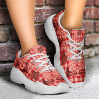 Red Palaka Hawaii Cowboy Chunky Sneakers Puakenikeni Lei Paniolo Papale Seamless Vibes LT14 - Polynesian Pride