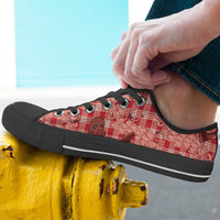 Red Palaka Hawaii Cowboy Low Top Shoes Puakenikeni Lei Paniolo Papale Seamless Vibes LT14 - Polynesian Pride