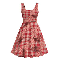 Red Palaka Hawaii Cowboy Midi Dress Puakenikeni Lei Paniolo Papale Seamless Vibes LT14 - Polynesian Pride