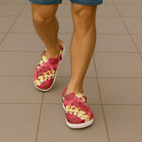 Red Palaka Hawaii Mele Kalikimaka Clogs Shoes Ohia Lehua Monstera Puakenikeni Lei LT14 - Polynesian Pride