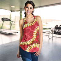 Red Palaka Hawaii Mele Kalikimaka Women Racerback Tank Ohia Lehua Monstera Puakenikeni Lei LT14 - Polynesian Pride