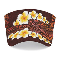 Red Polynesia Sun Visor Cap Plumeria Tropical Leaves With Galaxy Polynesian Art
