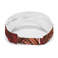 Red Polynesia Sun Visor Cap Plumeria Tropical Leaves With Galaxy Polynesian Art