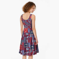Red Samoa Manuia Le Kerisimasi Midi Dress Pacific Patchwork Xmas Vibes - Polynesian Pride