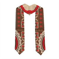 Samoa Language Week Graduation Stole Samoan Motif With Red Hibiscus