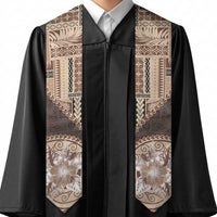 Samoa Siapo Elegant Graduation Stole Hibiscus Chocolate Brown Motifs