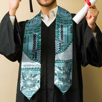 Samoa Siapo Elegant Graduation Stole Hibiscus Teal Motifs