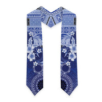Samoa Siapo Pattern With Navy Hibiscus Graduation Stole