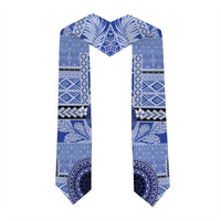 Samoa Siapo Pattern With Navy Hibiscus Graduation Stole