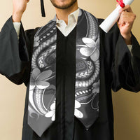 Samoa Siapo Tribal Pattern Graduation Stole Light Gray Polynesian Plumeria Tapa Motif LT9