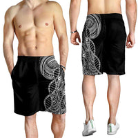 Samoan DNA Art Tattoo Shorts for Men Polynesian Pattern Black Color