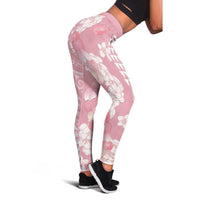 Soft Pink Hawaii Anthurium Plumeria Lei Leggings