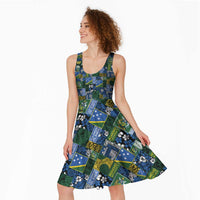 Solomon Islands Meri Kirihimete Midi Dress Pacific Patchwork Xmas Vibes - Polynesian Pride