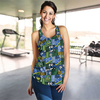 Solomon Islands Meri Kirihimete Women Racerback Tank Pacific Patchwork Xmas Vibes - Polynesian Pride