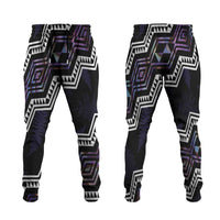 Taniko Aotearoa Mix Paua Shell Jogger Pants Niho Taniwha Lilac Glitter - Polynesian Pride